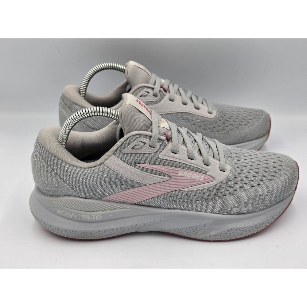 Brooks Womens Adrenaline GTS 24 Gray Pink Running Gym Shoes Size 8.5 E Wide